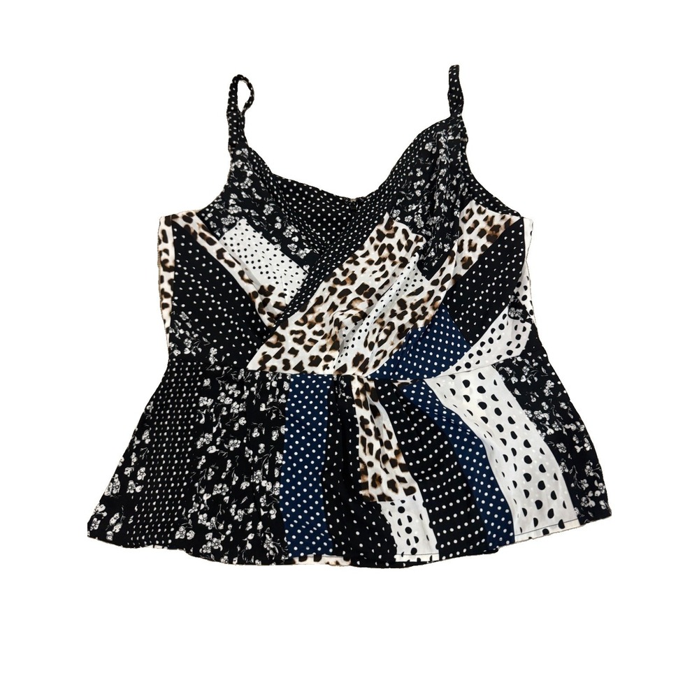 CAbi Crossover Cami Tank Top Size 6 Mixed Print Leopard Polka Dot Floral #3787